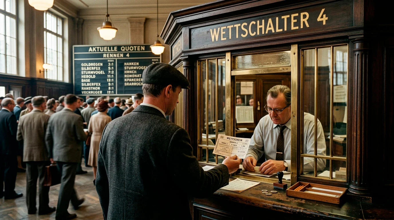 Totalisator-Schalter auf einer deutschen Galopprennbahn